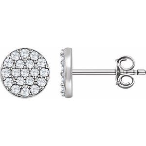 Ladies Natural Diamond Cluster Earrings — 14K White Gold