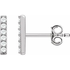 Ladies Natural Diamond Bar Earrings — Platinum