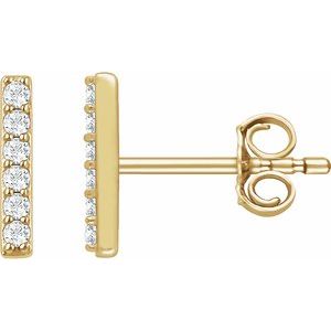 Ladies Natural Diamond Bar Earrings — 14K Yellow Gold