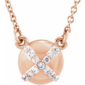 Ladies Natural Diamond "X" 16 1/ Necklace (I1, G-H) — 14K Rose Gold