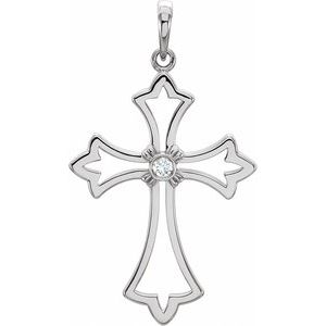Ladies Natural Diamond Cross Pendant (I1, G-H) — Platinum
