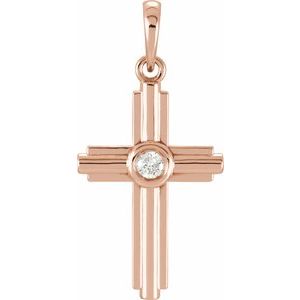 Ladies Natural Diamond Cross Pendant (I1, G-H) — 14K Rose Gold