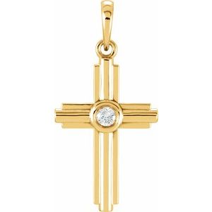 Ladies Natural Diamond Cross Pendant (I1, G-H) — 14K Yellow Gold
