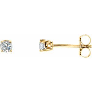 Ladies Natural Diamond Stud Earrings — 14K Yellow Gold