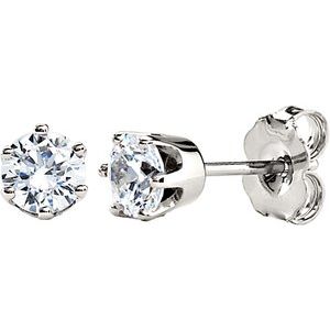 Ladies Natural Diamond Stud Earrings (Si2-Si3, G-H) — 14K White Gold