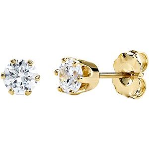 Ladies Natural Diamond Stud Earrings (I1, G-H) — 14K Yellow Gold