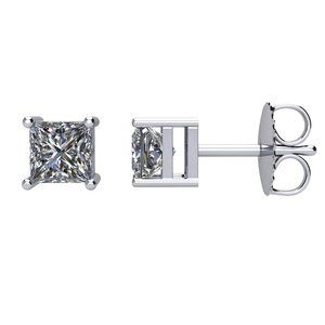 Ladies Natural Diamond Stud Earrings (I1, G-H) — 14K White Gold