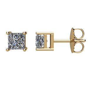 Ladies Natural Diamond Stud Earrings (I1, G-H) — 14K Yellow Gold