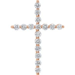 Ladies Natural Diamond Cross Pendant (I1, G-H) — 14K Rose Gold