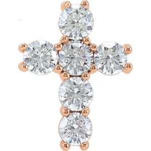 Ladies Natural Diamond Cross Pendant (I1, G-H) — 14K Rose Gold