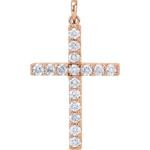 Ladies Natural Diamond Cross Pendant (I1, G-H) — 14K Rose Gold