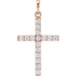 Ladies Natural Diamond Cross Pendant (I1, G-H) — 14K Rose Gold