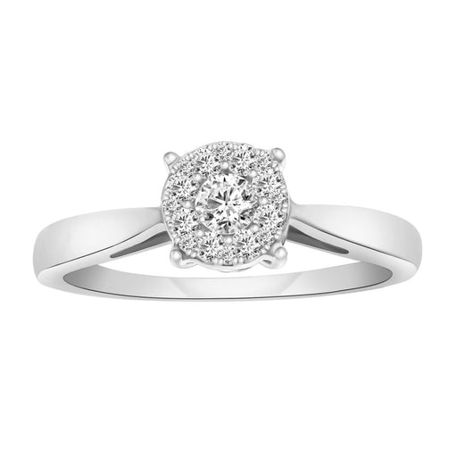 Ladies 0.25CT Round Diamond Cluster Fashion Ring In Sterling Silver