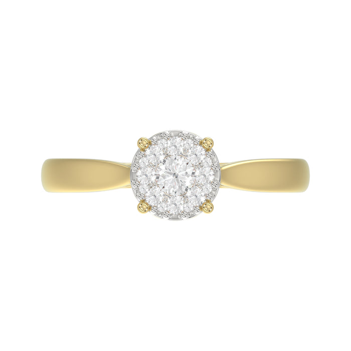 10K Yellow Gold Diamond Cluster Ring For Women 0.25Ct Round Diamond Fashion Ring