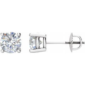 Ladies Natural Diamond Stud Earrings (Si1, G-H) — 14K White Gold