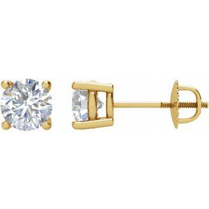 Ladies Natural Diamond Stud Earrings (Si1, G-H) — 14K Yellow Gold