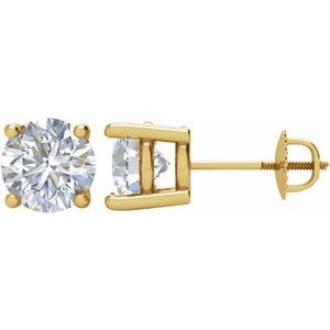 Ladies Natural Diamond Stud Earrings (Si1, G-H) — 14K Yellow Gold