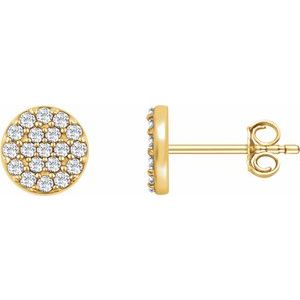 Ladies Natural Diamond Cluster Earrings — 14K Yellow Gold