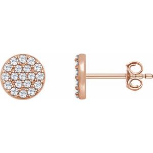 Ladies Natural Diamond Cluster Earrings — 14K Rose Gold