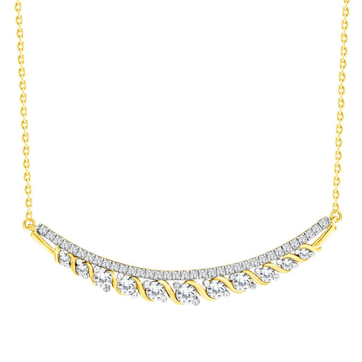 LADIES NECKLACE 0.75CT ROUND DIAMOND 14K YELLOW GOLD