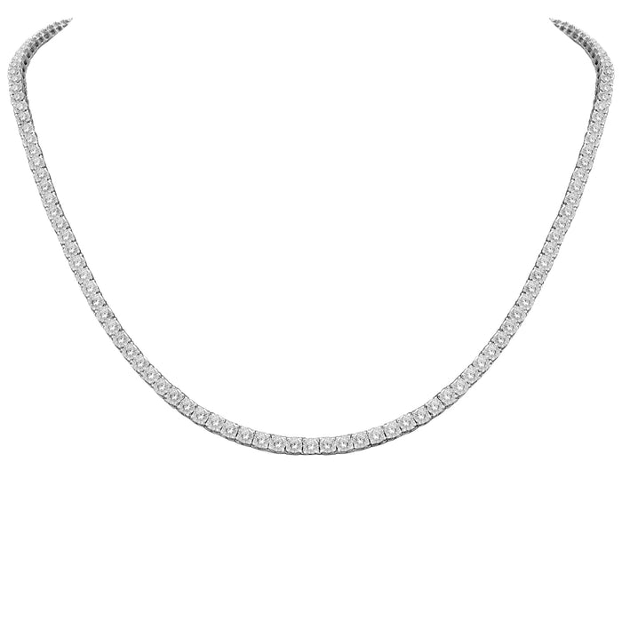 LADIES NECKLACE 8.00CT ROUND DIAMOND 10K WHITE GOLD