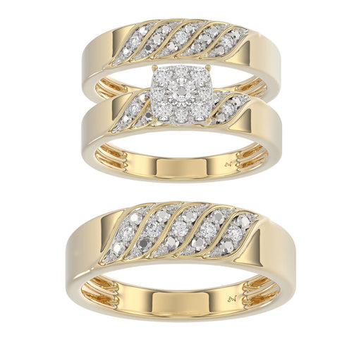 LADIES TRIOS SET 0.33CT ROUND DIAMOND 10K YELLOW GOLD