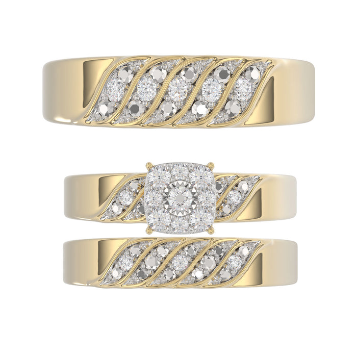 LADIES TRIOS SET 0.33CT ROUND DIAMOND 10K YELLOW GOLD