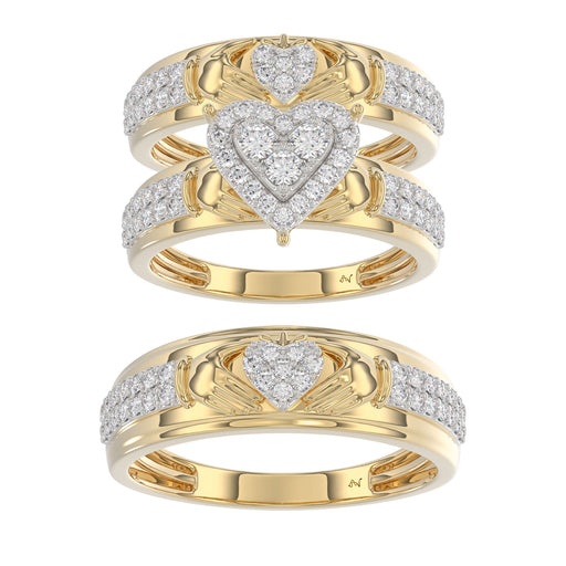 LADIES TRIO SET 1.00CT ROUND DIAMOND 10K YELLOW GOLD