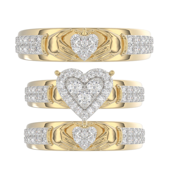 LADIES TRIO SET 1.00CT ROUND DIAMOND 10K YELLOW GOLD
