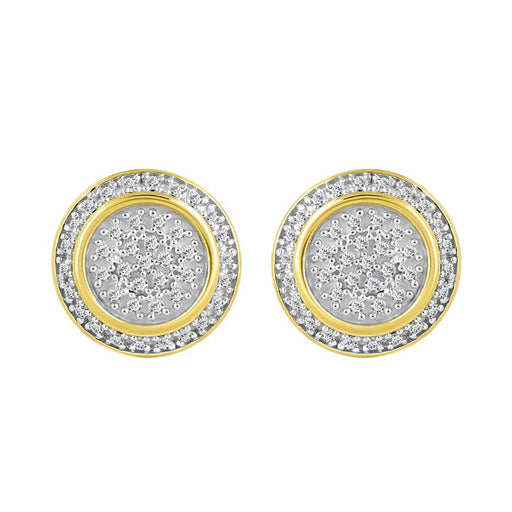 MEN'S STUD EARRINGS 0.25CT ROUND DIAMOND 10K YELLOW GOLD