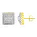 LADIES STUD EARRINGS 1.00CT ROUND/BAGUETTE DIAMOND 10K YELLOW GOLD