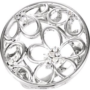 Ladies Natural Diamond Floral Ring (I1, G-H) — Sterling Silver