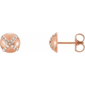 Ladies Natural Diamond Earrings — 14K Rose Gold