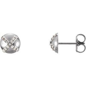 Ladies Natural Diamond Earrings — 14K White Gold