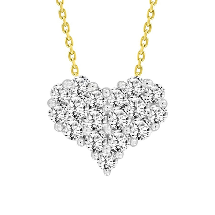 Elegant 10K Yellow Gold Diamond Heart Pendant 0.30Ct Round Diamond Pendant With Chain For Women