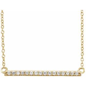 Ladies Natural Diamond Bar Necklace (I2, H+) — 14K Yellow Gold