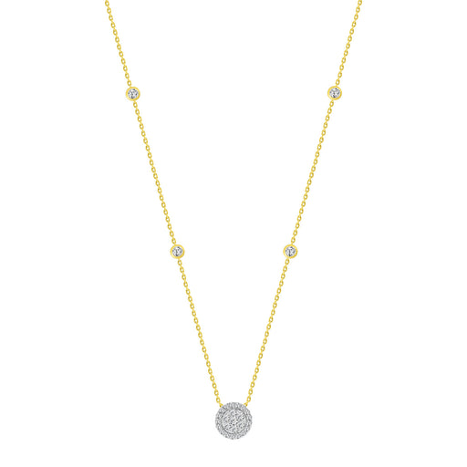 LADIES NECKLACES 0.33CT ROUND DIAMOND 14K YELLOW GOLD