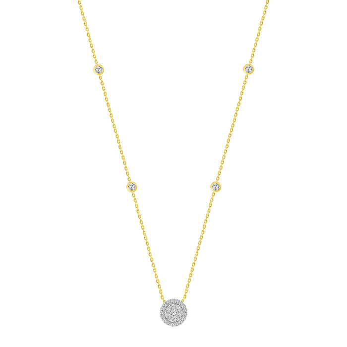 LADIES NECKLACES 0.33CT ROUND DIAMOND 14K YELLOW GOLD