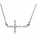 Ladies Natural Diamond Sideways Cross Necklace (Si2-Si3, G-H) — Platinum