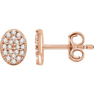 Ladies Natural Diamond Cluster Earrings — 14K Rose Gold