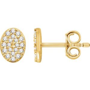 Ladies Natural Diamond Cluster Earrings — 14K Yellow Gold