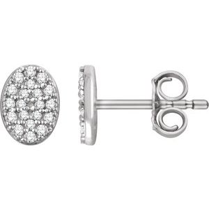 Ladies Natural Diamond Cluster Earrings — 14K White Gold