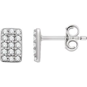Ladies Natural Diamond Cluster Earrings — 14K White Gold