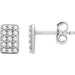 Ladies Natural Diamond Cluster Earrings — 14K White Gold