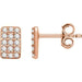 Ladies Natural Diamond Cluster Earrings — 14K Rose Gold