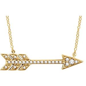 Ladies Natural Diamond Arrow Necklace (I1, H+) — 14K Yellow Gold