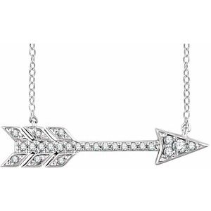 Ladies Natural Diamond Arrow Necklace (I1, H+) — 14K White Gold