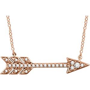 Ladies Natural Diamond Arrow Necklace (I1, H+) — 14K Rose Gold
