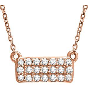 Ladies Natural Diamond Cluster Necklace (I1, H+) — 14K Rose Gold