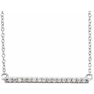 Ladies Natural Diamond Bar Necklace (I2, H+) — 14K White Gold